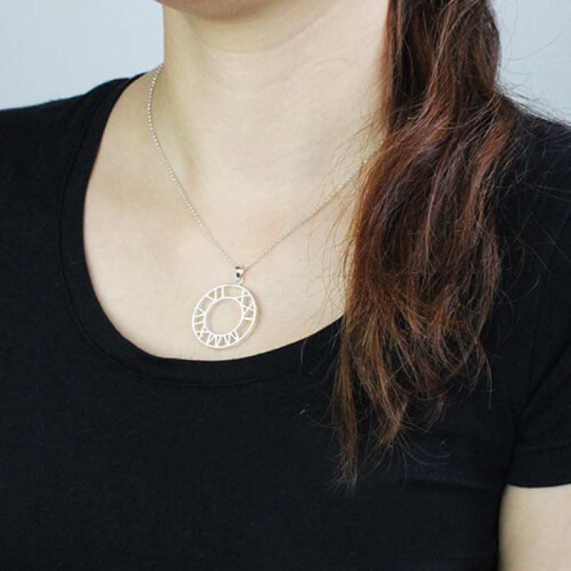 Personalised double circle Roman numeral necklace product image