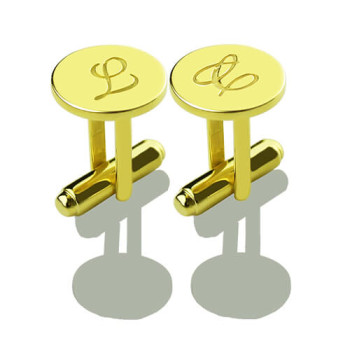 Custom Script Initial Cufflinks for Men 18ct Gold Plated Custom Script Initial Cufflinks for Men 18ct Gold Plated