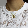Personalised double-disc initial birthstone necklace