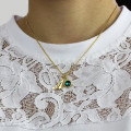 Custom Birthstone Initial Necklace Detail Custom birthstone initial necklace detail view