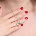 Four-leaf clover birthstone necklace detail view