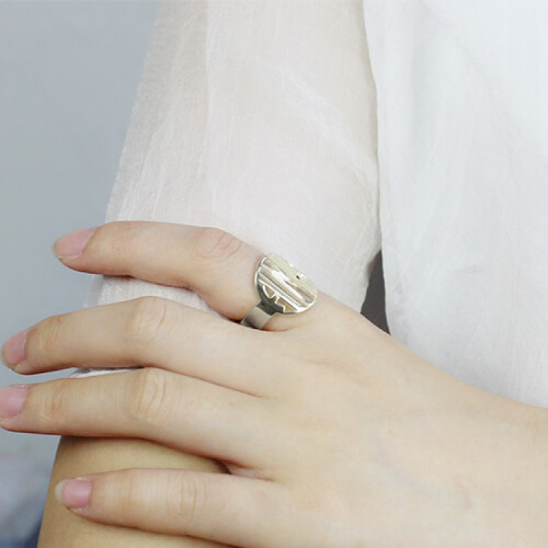 Cut-Out Block Monogram Ring Detail Personalised cut-out block monogram ring detail view