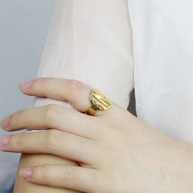 Personalised Block Circle Monogram Ring Personalised block circle monogram ring product image