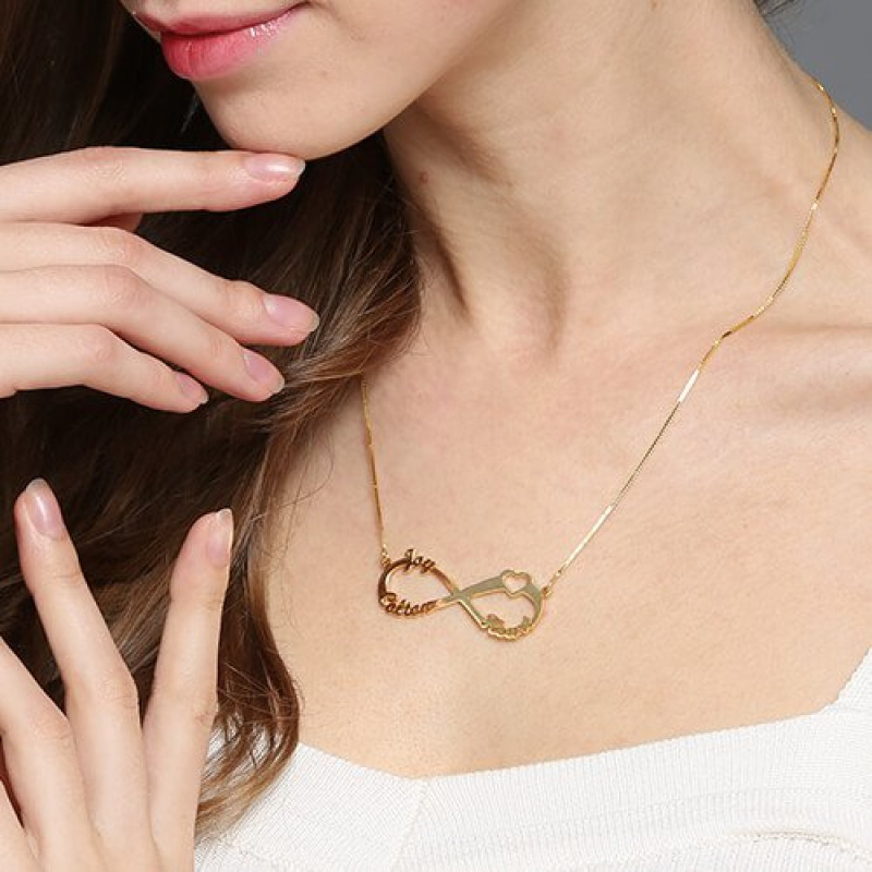 Personalised heart infinity necklace product detail view