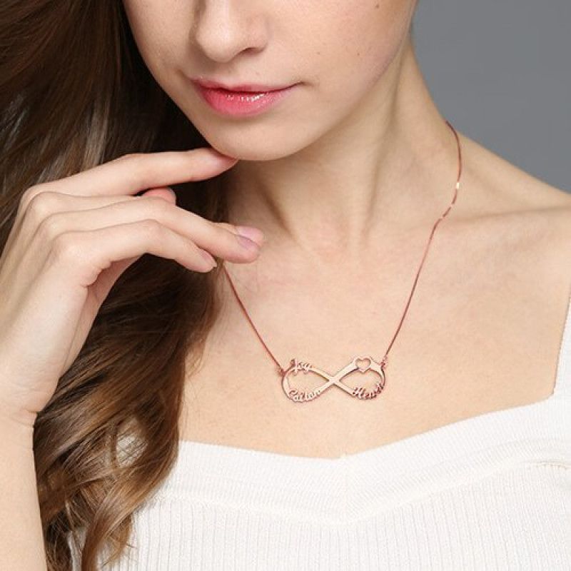 Heart Infinity Necklace Detail Personalised heart infinity necklace product detail image