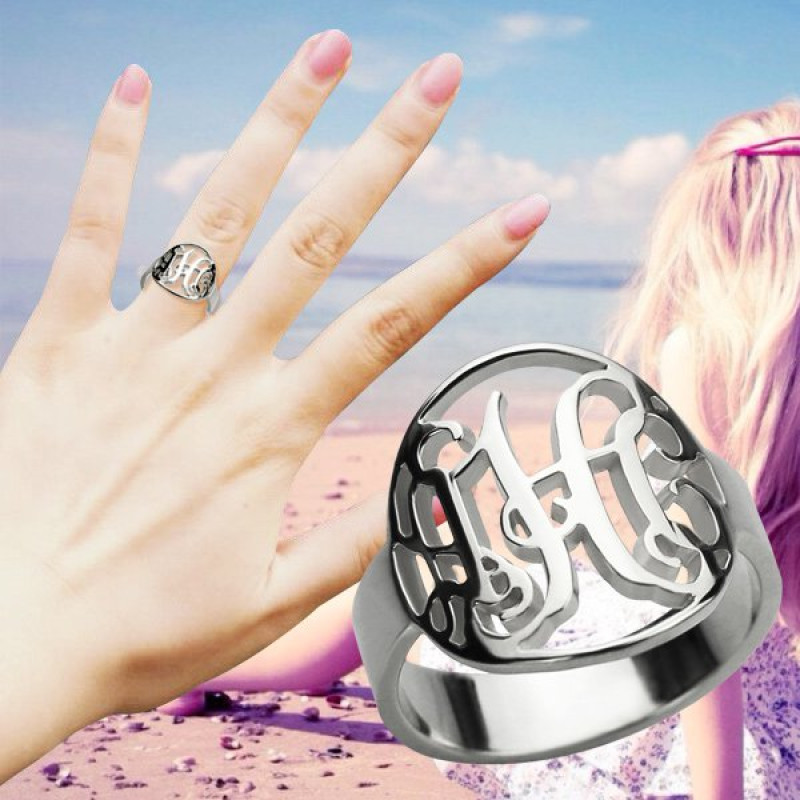 Cut-Out Monogram Initial Ring Cut-out monogram initial ring product view
