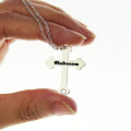 Silver Rebecca font cross name necklace product image