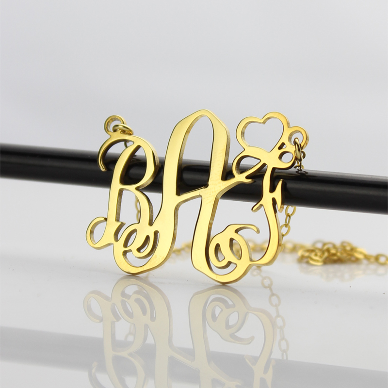 Personalised 18ct Solid Gold Love Monogram Necklace Personalised 18ct solid gold monogram love necklace product view