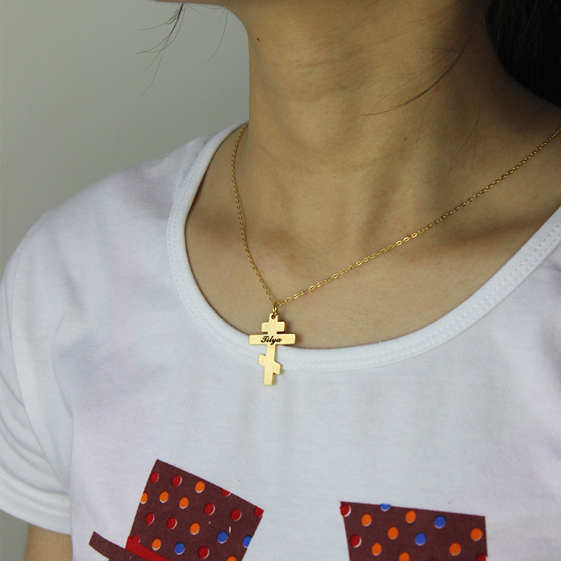 Personalised Orthodox Cross Name Necklace Personalised Orthodox cross name necklace