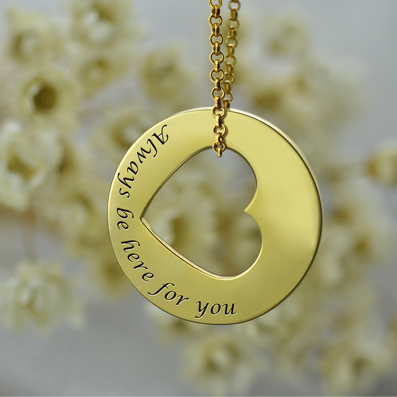 Always Be Here For You Promise Necklace - Alternate View Personalised cut-out heart promise necklace alternate view