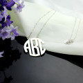 Block Initial Monogram Pendant Necklace 18ct solid white gold block initial monogram pendant necklace