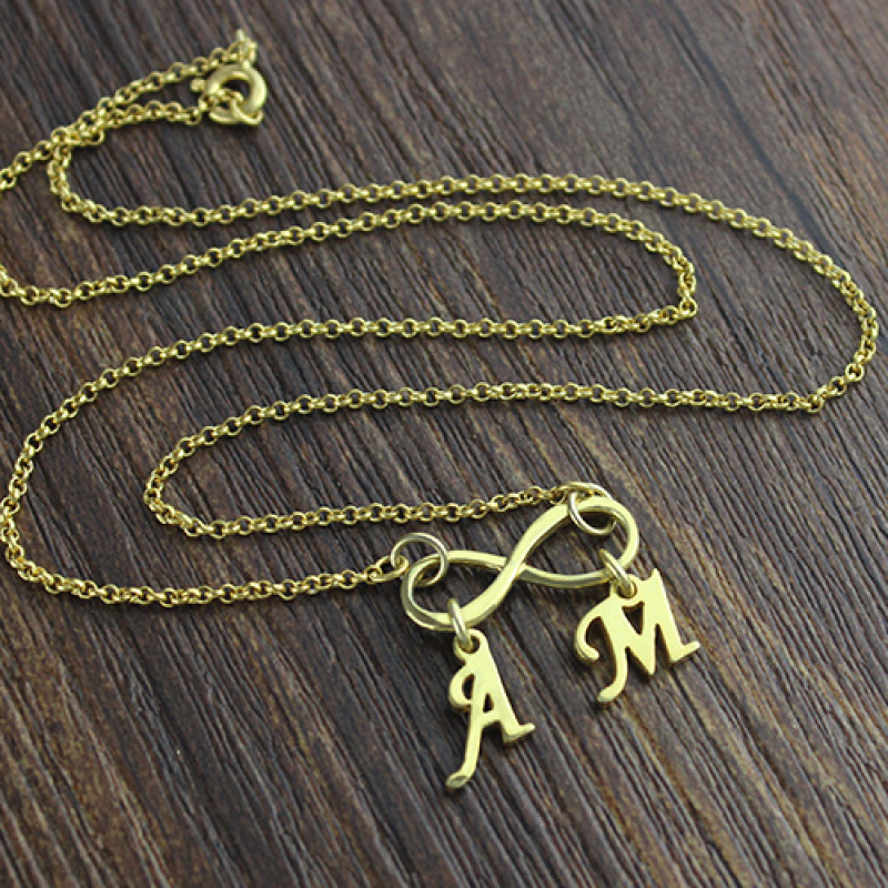 Double initial infinity pendant necklace product view