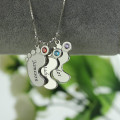 Engraved Baby Feet Charm Necklace Engraved baby feet charm necklace detail