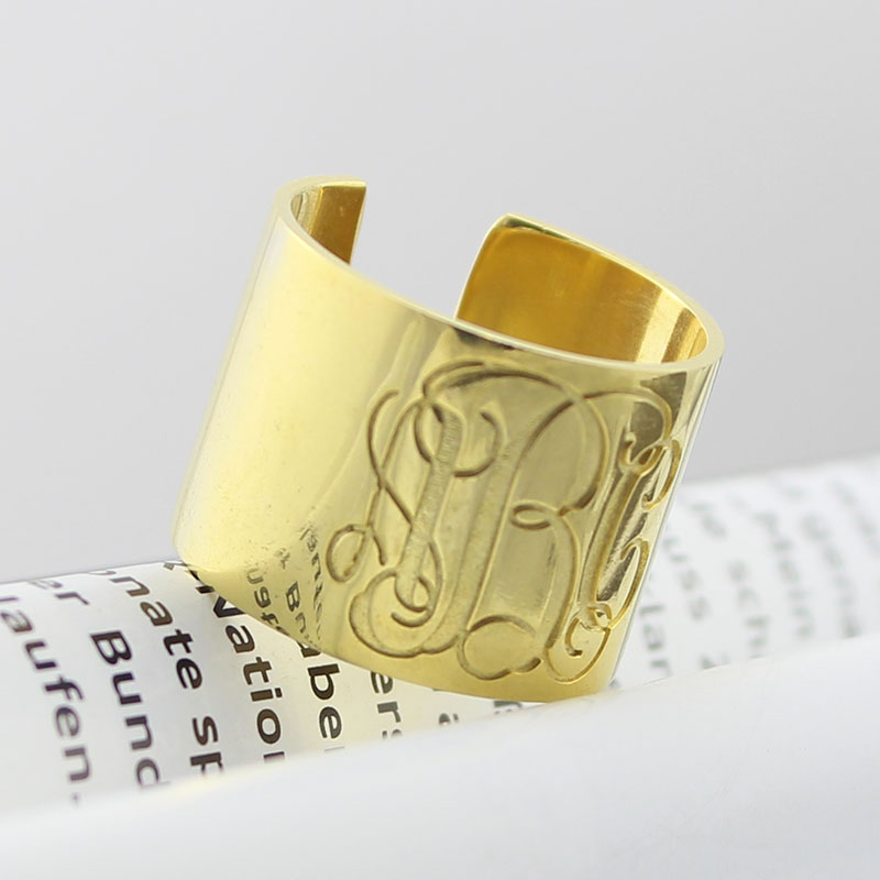 Script Monogram Cuff Ring Close-Up Personalised script monogram cuff ring close-up
