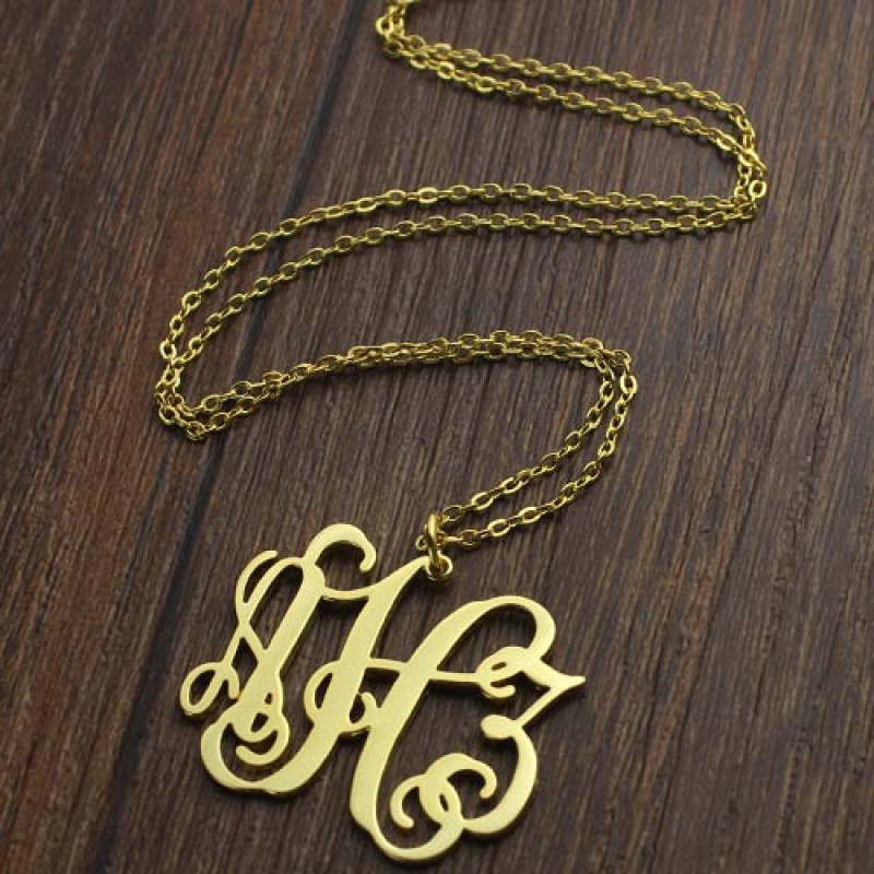 Solid Gold Initial Necklace Personalised solid gold monogram necklace product image