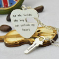 Key and heart necklace set for a couple, gallery view 3