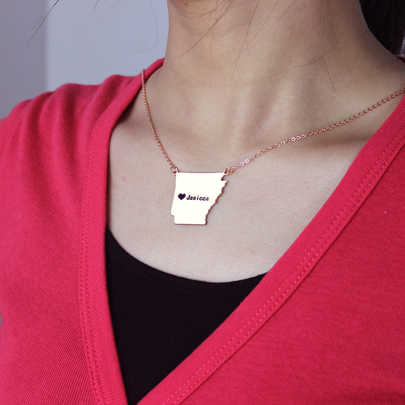 Personalised Arkansas heart necklace product view