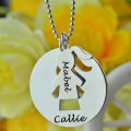 Engraved Necklace Set Detail Engraved mother and daughter necklace set detail view