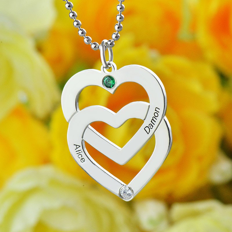 Personalised Double Heart Necklace View Personalised double heart necklace alternate product view