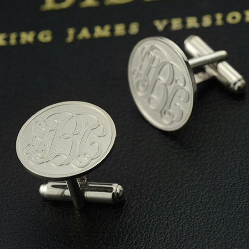 Engraved cufflinks with monogram detail