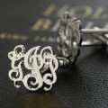 Personalised three-initial script monogram cufflinks