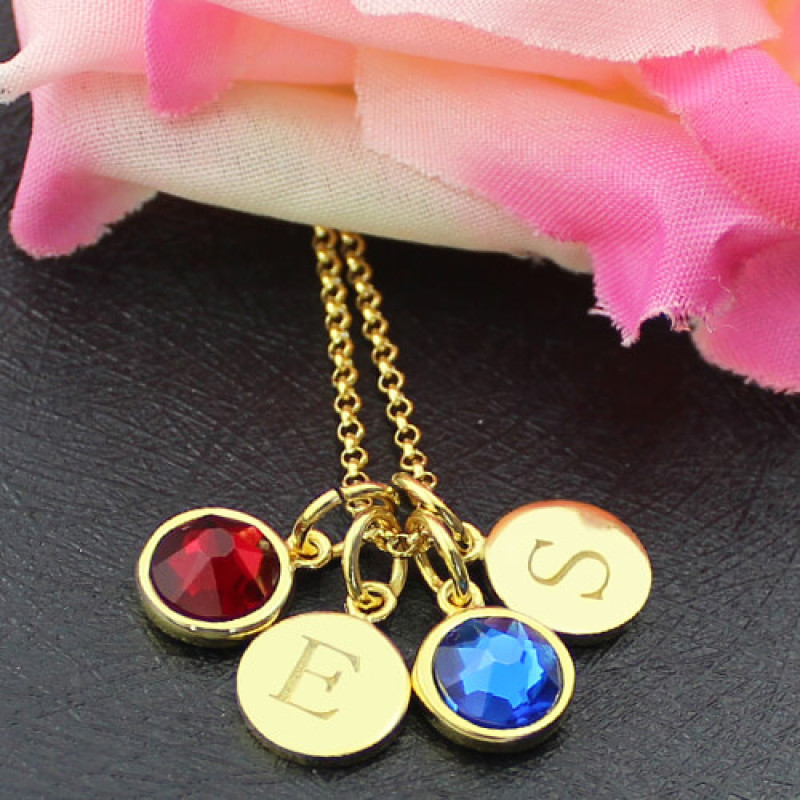 Double-disc family pendant with initials and birthstones