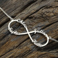 Personalised sterling silver infinity symbol necklace with four names