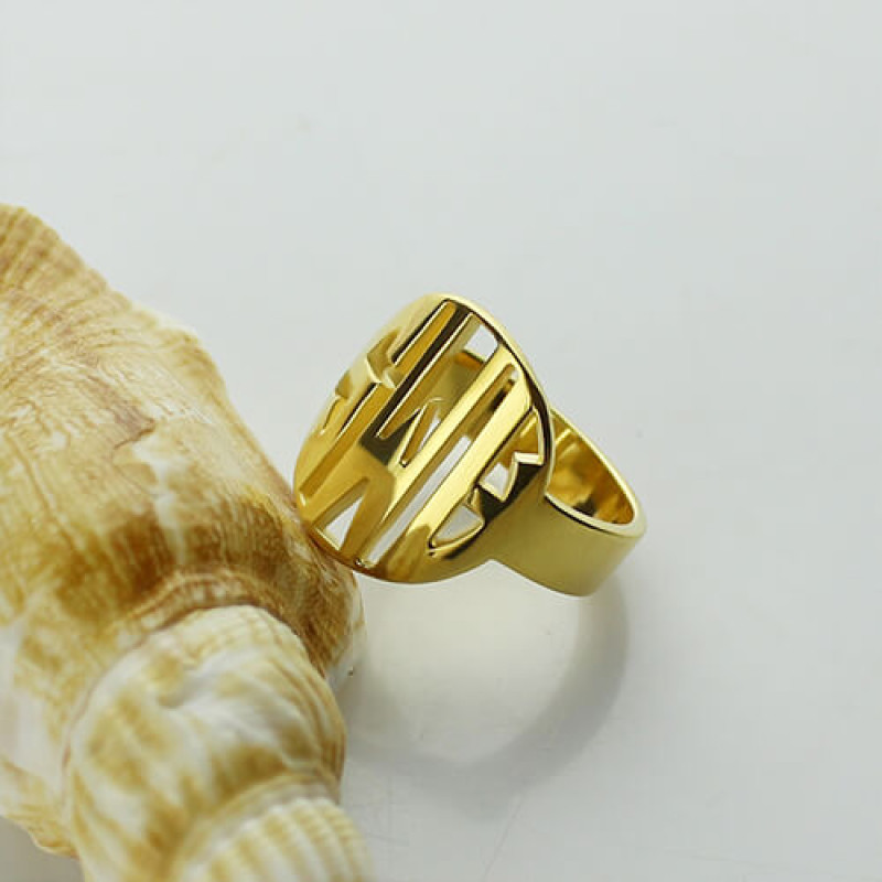 Personalised Block Circle Monogram Ring Personalised block circle monogram ring product image