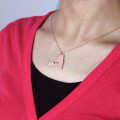 New York State Heart Name Necklace Detail Personalised New York state-shaped heart name necklace detail view