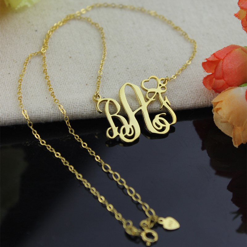 Personalised 18ct Solid Gold Love Monogram Necklace Personalised 18ct solid gold monogram love necklace product view