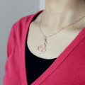 Rose Gold Anchor Cross Monogram Initial Pendant detail view