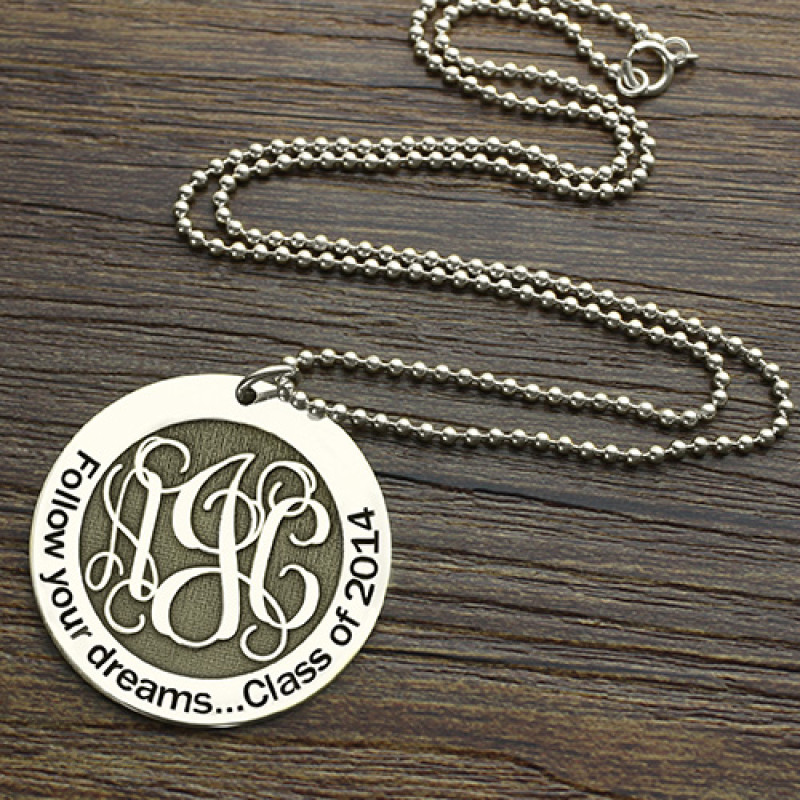 Personalised Class Graduation Monogram Necklace Personalised class graduation monogram necklace in sterling silver