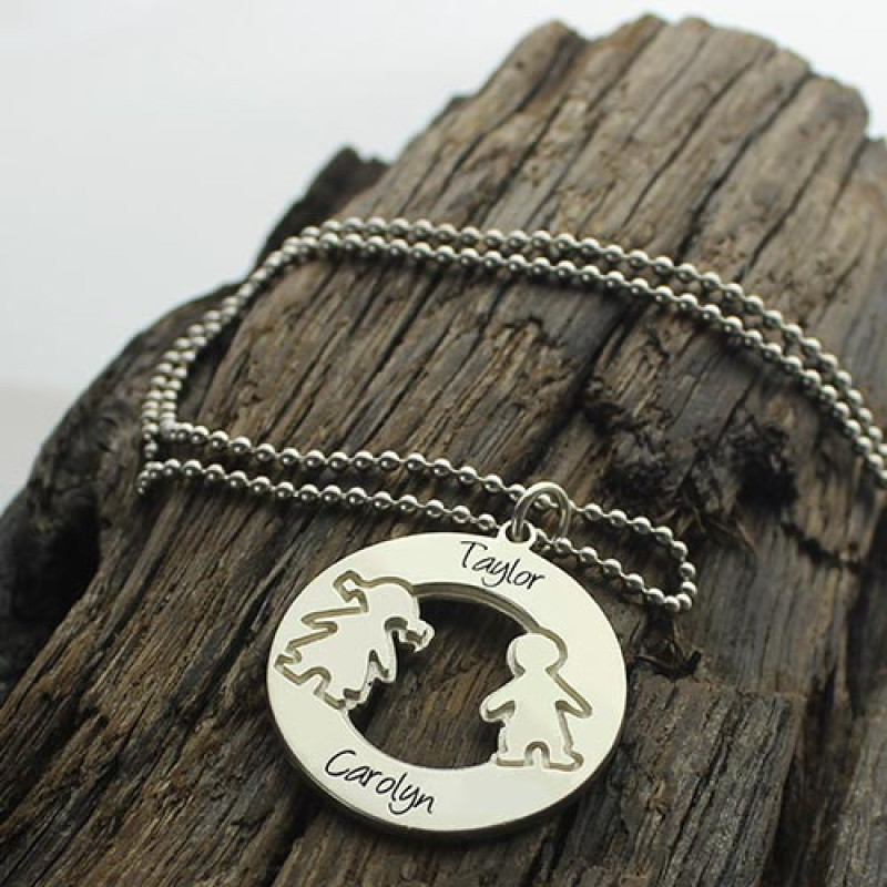 Personalised sterling silver circle necklace, gallery image