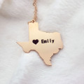 Texas Map Heart Name Necklace in Rose Gold Texas state map heart name necklace in rose gold