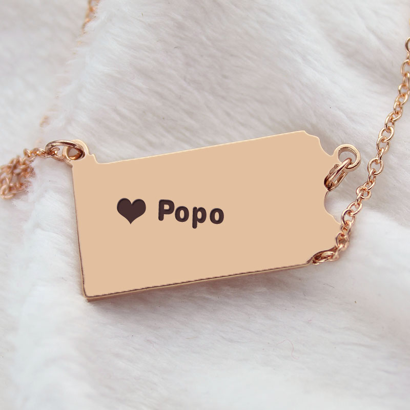 Pennsylvania Heart Name Necklace Detail Personalised Pennsylvania heart name necklace detail