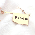 Oklahoma state map heart name necklace detail view