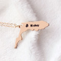 Florida Heart Name Necklace Florida state map necklace with heart and name detail