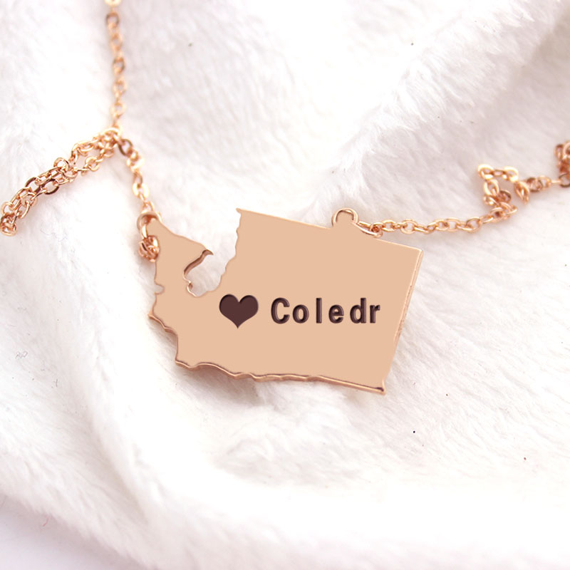 Washington State Map Heart Name Necklace Washington State map heart name necklace product view