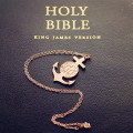Rose Gold Anchor Cross Monogram Initial Pendant close-up