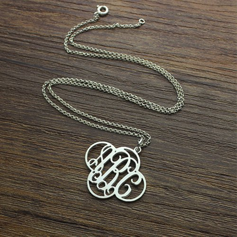 Clover Monogram Necklace Personalised cut-out clover monogram necklace in sterling silver