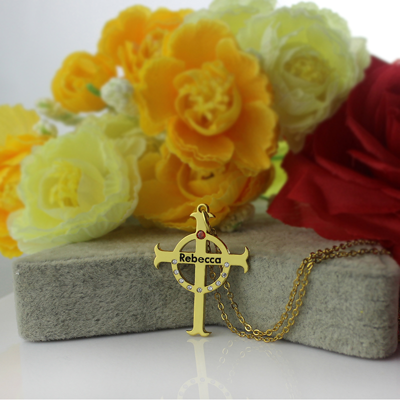 Circle Cross Name Necklace Personalised circle cross name necklace product image