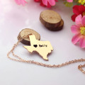 Texas Map Heart Name Necklace in Rose Gold Texas state map heart name necklace in rose gold