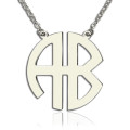 Solid White Gold Two Initial Block Monogram Necklace Solid white gold two initial block monogram pendant necklace