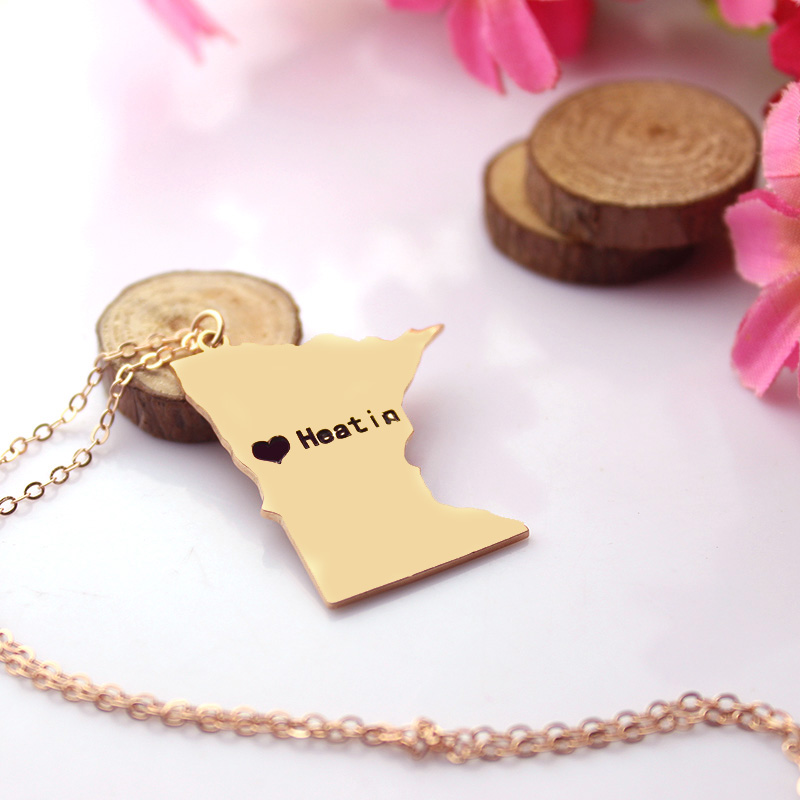 Custom Minnesota Heart Necklace Custom Minnesota heart name necklace product view