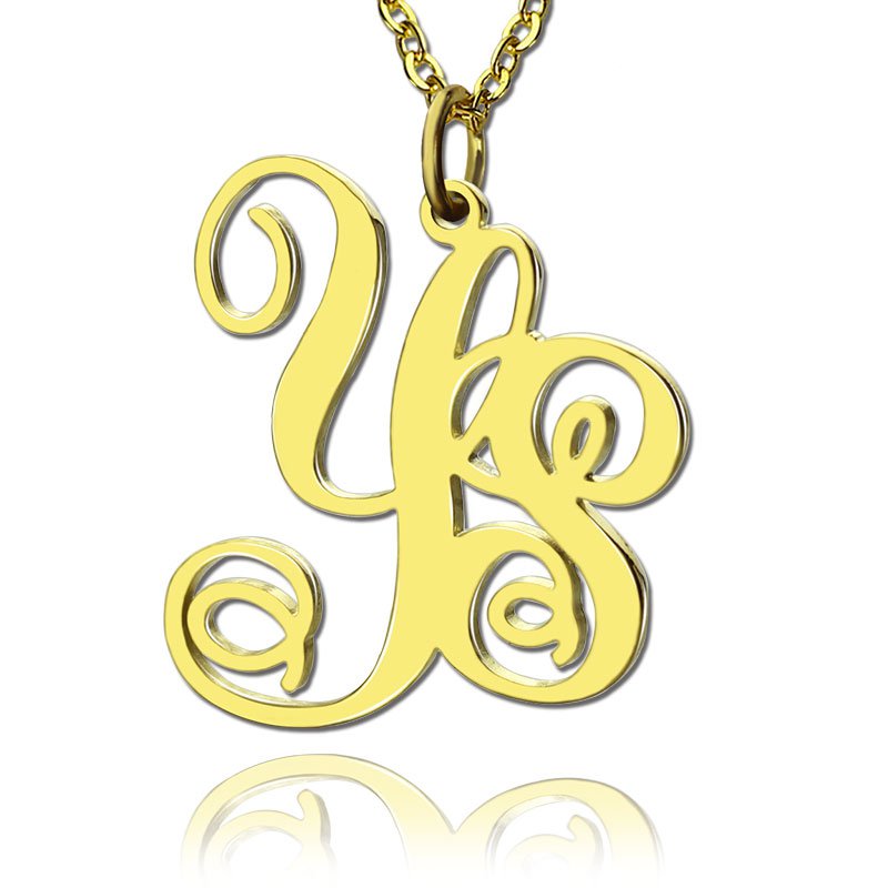 18ct gold plated two-initial heart monogram necklace