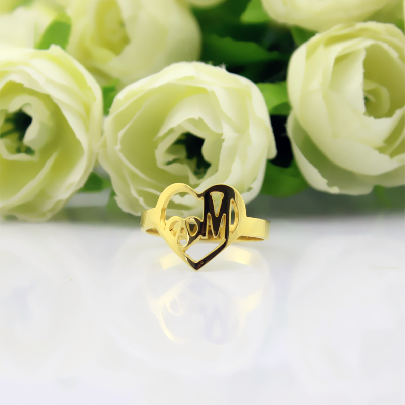 Personalised Heart in Heart Double Initial Ring Personalised Heart in Heart Double Initial Ring product image