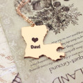 Louisiana State Necklace Detail Custom Louisiana state-shaped name necklace detail image