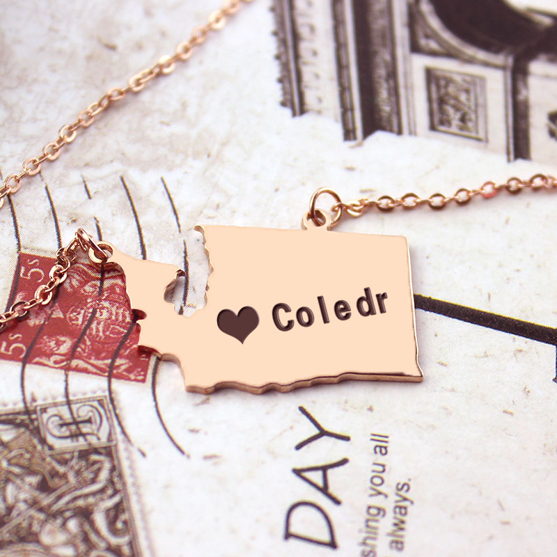 Washington State Map Heart Name Necklace Washington State map heart name necklace product view