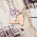 Personalised New York State Name Necklace Personalised New York state-shaped heart name necklace product image