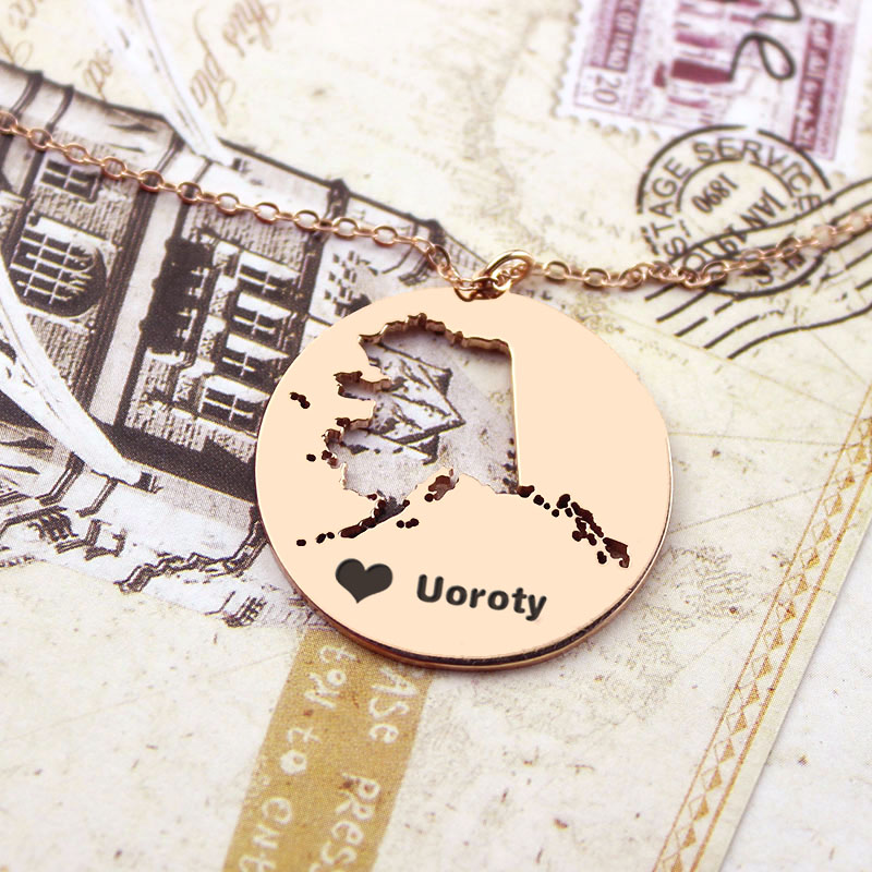 Custom Alaska state heart name necklace product image